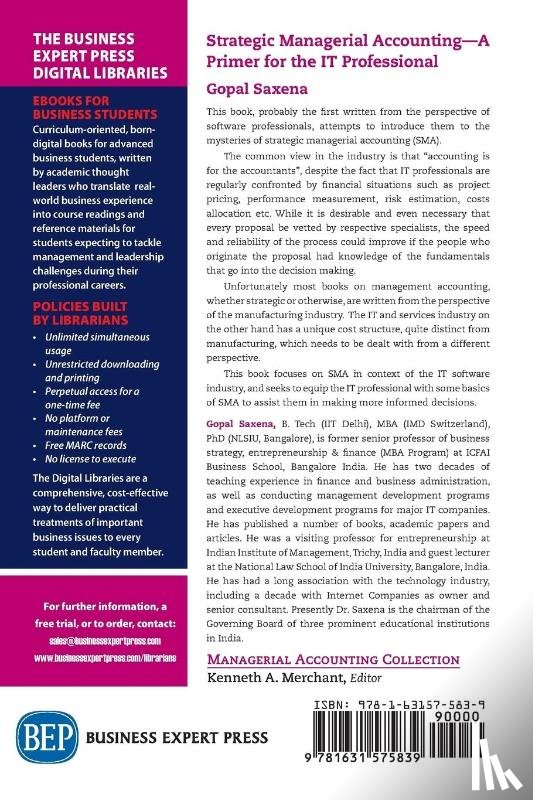 Saxena, Gopal - Strategic Managerial Accounting – a Primer for the IT Professional