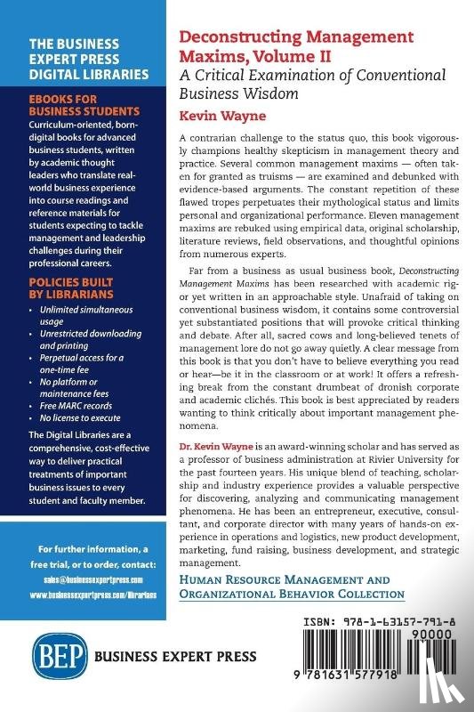 Wayne, Kevin - Deconstructing Management Maxims, Volume II