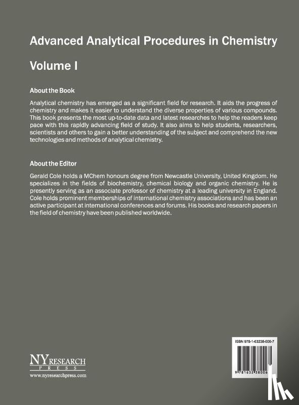  - Advanced Analytical Procedures in Chemistry: Volume I