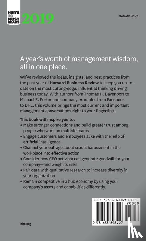Harvard Business Review, Williams, Joan C., Davenport, Thomas H., Porter, Michael E. - HBR's 10 Must Reads 2019