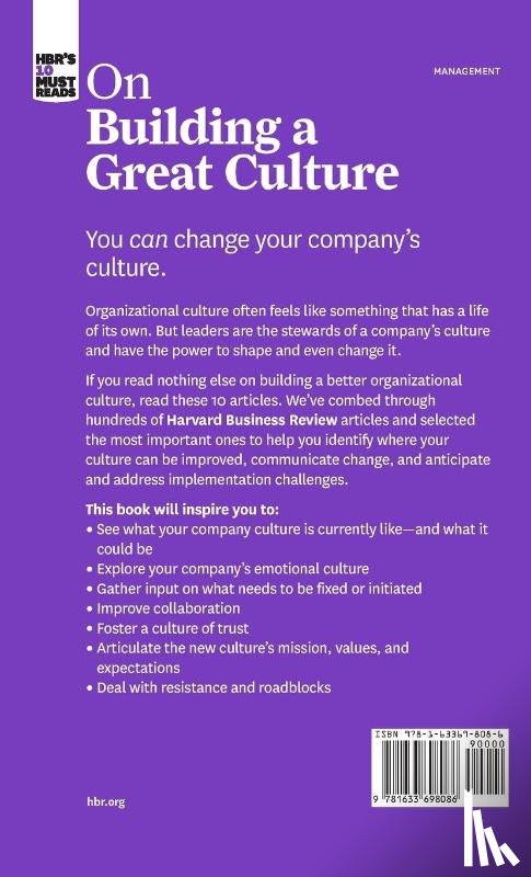 Harvard Business Review, Grant, Adam, Groysberg, Boris, Katzenbach, Jon R. - HBR's 10 Must Reads on Building a Great Culture (with bonus article "How to Build a Culture of Originality" by Adam Grant)