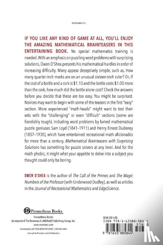 O'Shea, Owen, Mulcahy, Colm - Mathematical Brainteasers with Surprising Solutions
