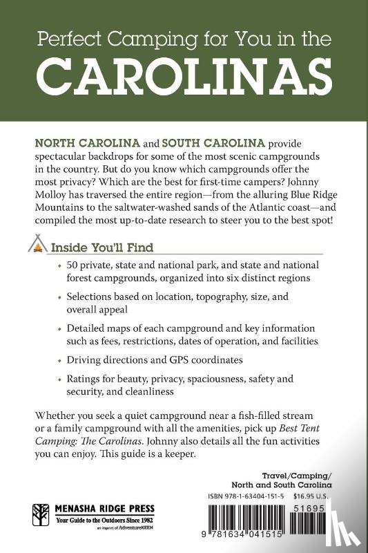 Molloy, Johnny - Best Tent Camping: The Carolinas