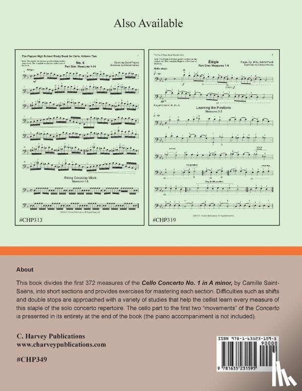 Harvey, Cassia - The Saint-Saens Cello Concerto No. 1 Study Book, Volume One