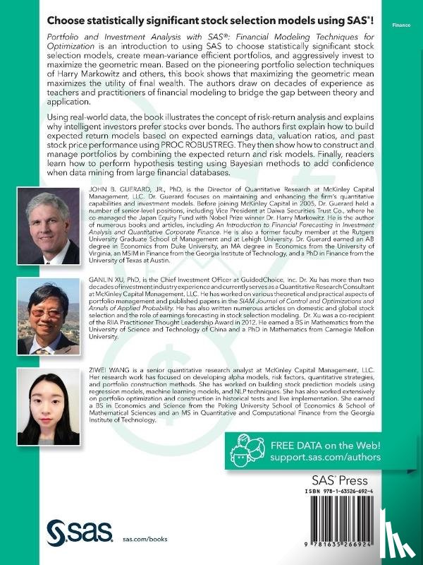 Guerard, John B, Wang, Ziwei, Xu, Ganlin - Portfolio and Investment Analysis with SAS