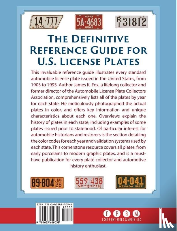 Fox, James K - License Plates of the United States