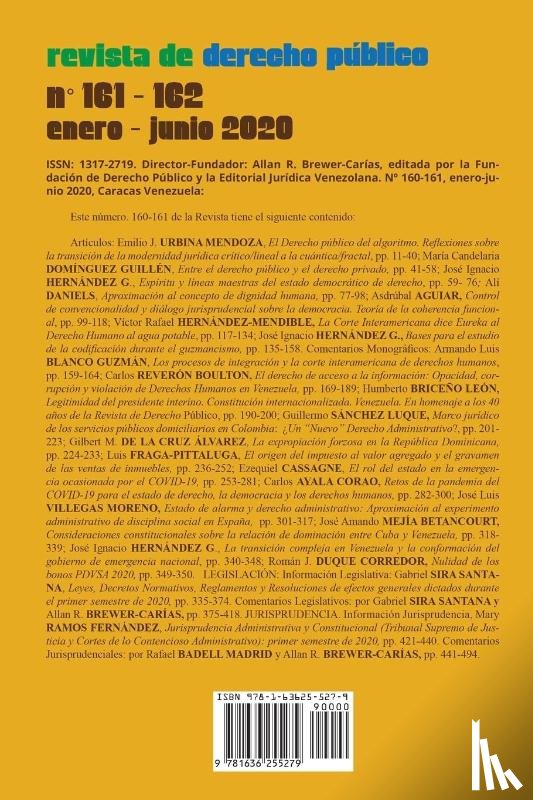 Brewer-Carías, Allan R. - REVISTA DE DERECHO PUBLICO (Venezuela) No. 161-162, enero-junio 2020)