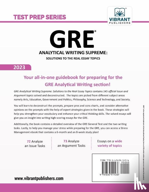 Publishers, Vibrant - GRE Analytical Writing Supreme