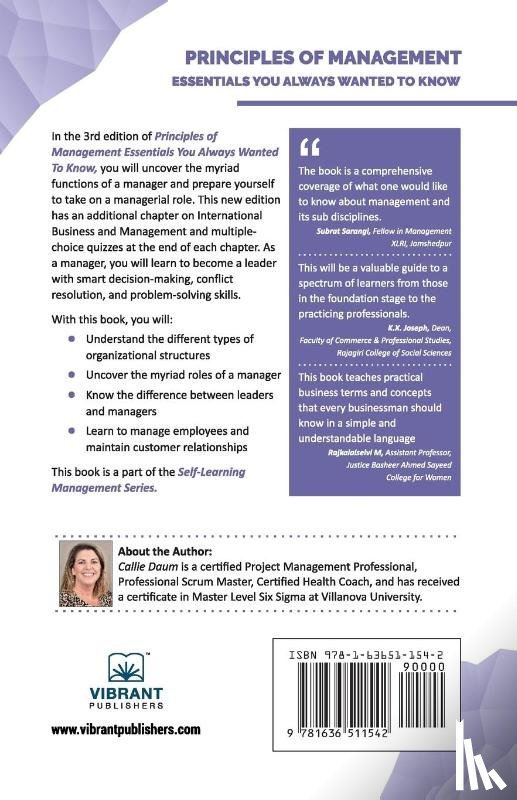 Daum, Callie, Publishers, Vibrant - Principles of Management Essentials You Always Wanted To Know