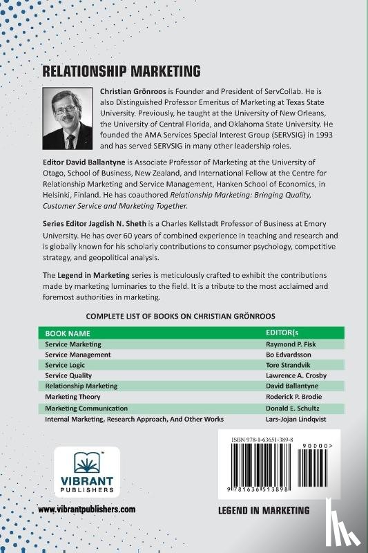 Grönroos, Christian, Publishers, Vibrant - Relationship Marketing