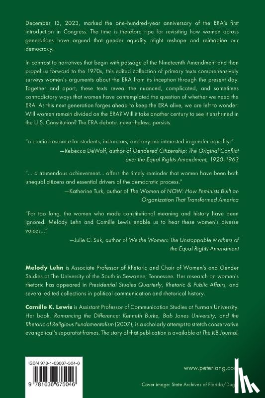  - One Hundred Years of Women Debating the Equal Rights Amendment