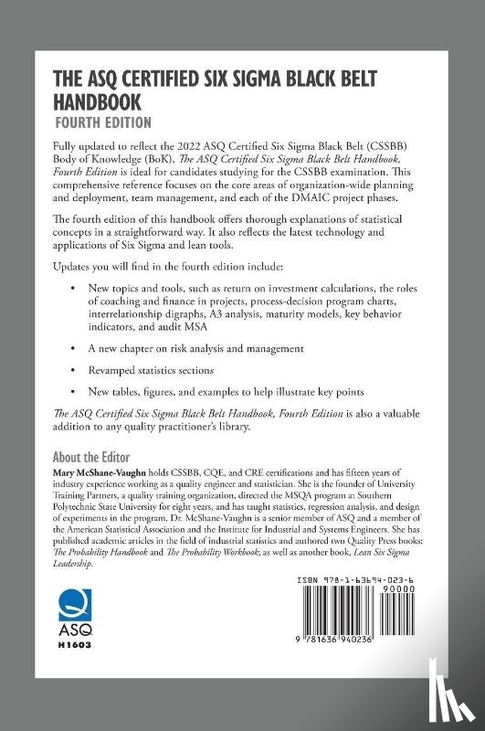  - The ASQ Certified Six Sigma Black Belt Handbook, Fourth Edition