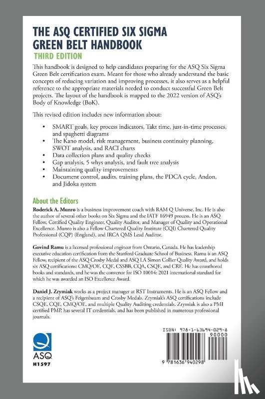 - The ASQ Certified Six Sigma Green Belt Handbook