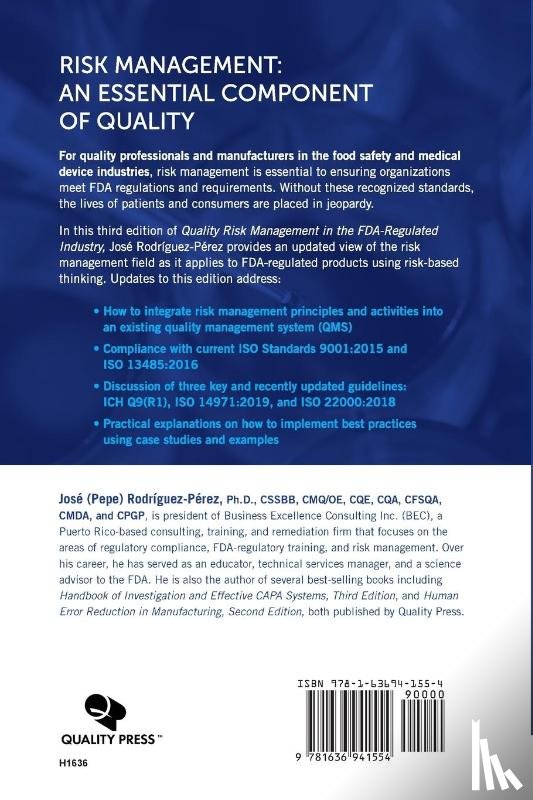Rodriguez-Perez, Jose (Pepe) - Quality Risk Management in the FDA-Regulated Industry