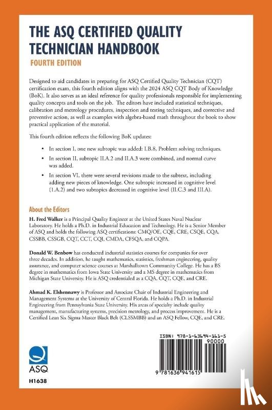 Walker, Harvey Fred, Benbow, Donald W. - The ASQ Certified Quality Technician Handbook