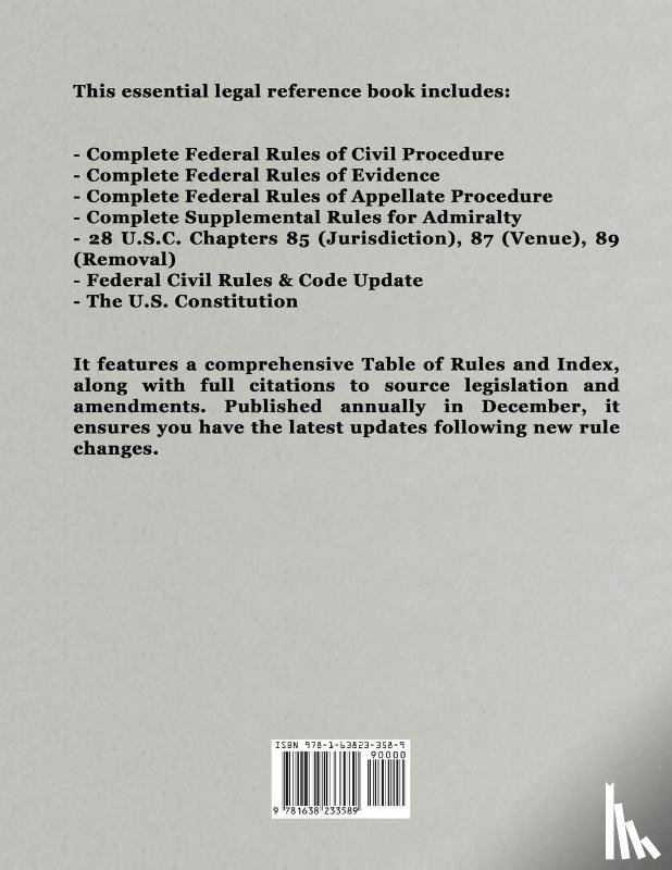 U. S. Government - Federal Civil Rules Booklet, 2024 Edition