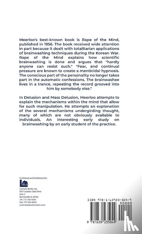 By Joost A. M. Meerloo - Delusion And Mass Delusion Hardcover