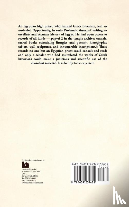 Manetho and William Gillan Waddell - Manetho With an English Translation
