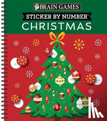 Publications International Ltd - Brain Games - Sticker by Number: Christmas (28 Images to Sticker - Christmas Tree Cover): Volume 2