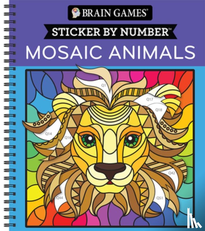 Publications International Ltd - Brain Games - Sticker by Number: Mosaic Animals (28 Images to Sticker)