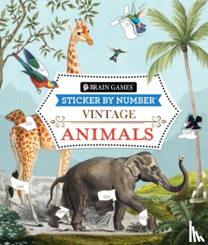 Publications International Ltd - Brain Games - Sticker by Number - Vintage: Animals (28 Images to Sticker)
