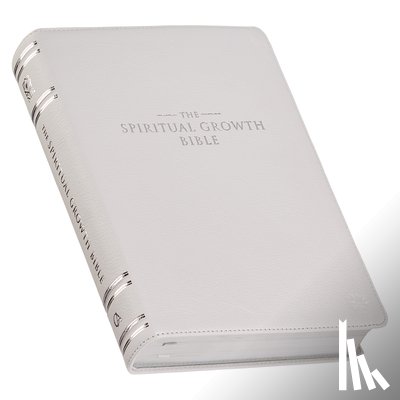 Christianart Gifts - The Spiritual Growth Bible, Study Bible, NLT - New Living Translation Holy Bible, Premium Full Grain Leather, White