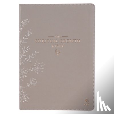 Christianart Gifts - The Spiritual Growth Bible, Study Bible, NLT - New Living Translation Holy Bible, Faux Leather, Taupe Embroidred Floral