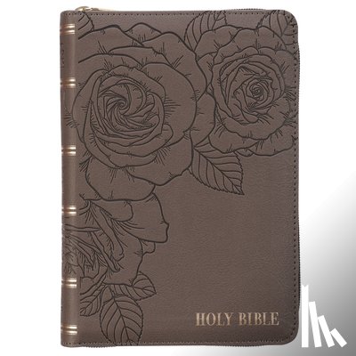 Christian Art Gifts - KJV Bible Compact Faux Leather LP Gray W/Zipper