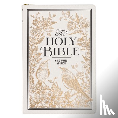 Christian Art Gifts - KJV Bible Thinline LP White and Gold W/Zipper