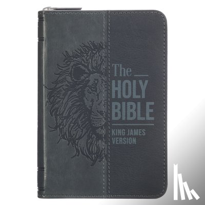 Christian Art Gifts - KJV Bible Pocket W/Zip Faux Leather, Black/Gray