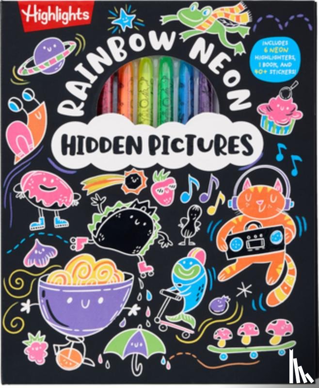 Highlights - Rainbow Neon Hidden Pictures: Rainbow Activity Book with Neon Markers and Over 40 Stickers, Fun Sticker Puzzle Book for Creative Kids Ages 6-12