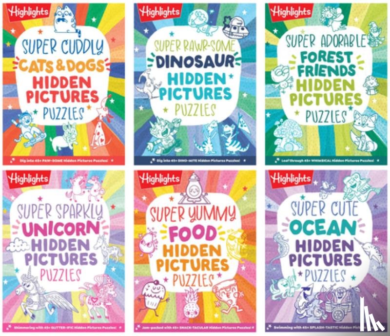Highlights - Super Cute Bundle: Puzzle Pack for Kids with Over 380 Pages of Adorable Hidden Object Puzzles, Fun Puzzle Gift Set Featuring Cats, Unicorns, Dinosaurs