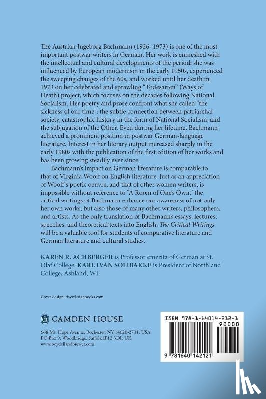 Bachmann, Ingeborg - The Critical Writings of Ingeborg Bachmann