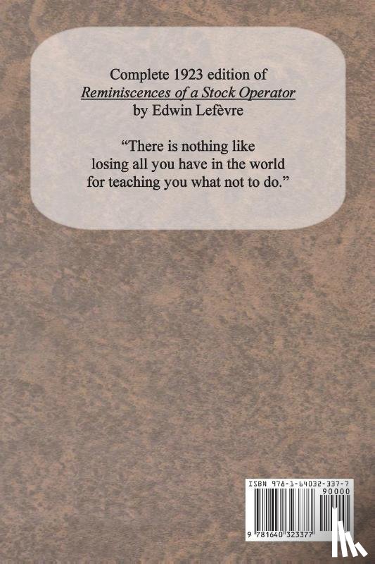 Lefevre, Edwin - Reminiscences of a Stock Operator