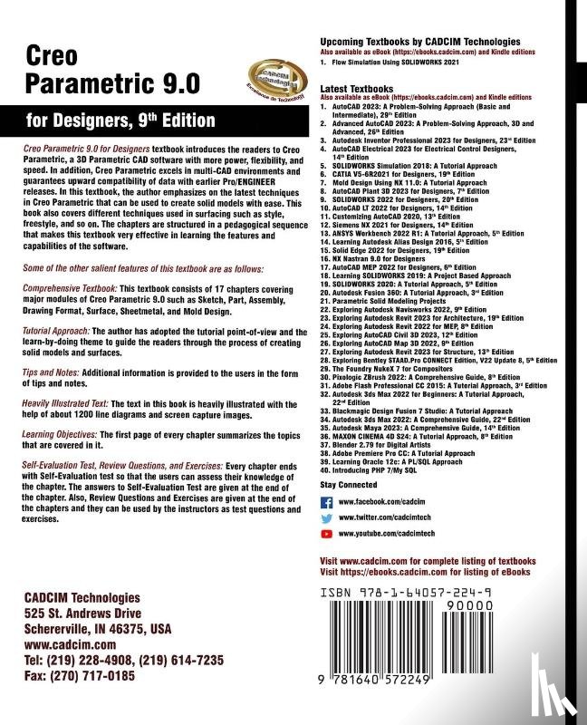 Cadcim Technologies, Sham Tickoo - Creo Parametric 9.0 for Designers, 9th Edition