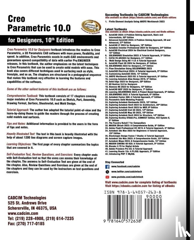 Cadcim Technologies, Sham Tickoo - Creo Parametric 10.0 for Designers, 10th Edition
