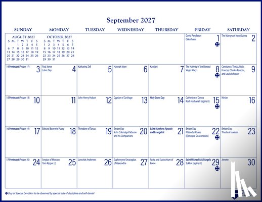 Church Publishing Incorporated - 2027 Parish Wall Calendar: September 2026 to December 2027