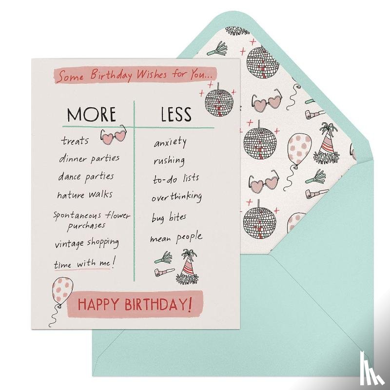 Rothman, Julia, Em & Friends - 6-Pack Em & Friends Julia Rothman Birthday More/Less Greeting Cards