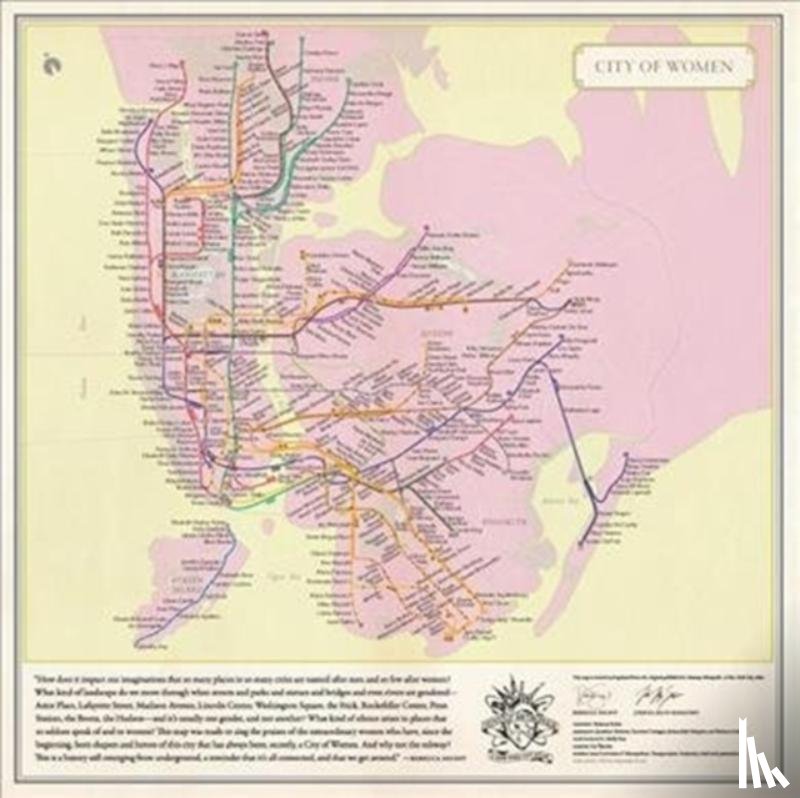 Solnit, Rebecca, Jelly-Schapiro, Joshua - City of Women New York City Subway Wall Map (20 x 20 Inches)