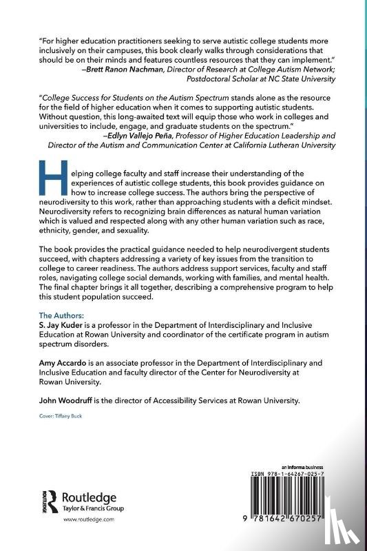 Kuder, S. Jay, Accardo, Amy, Woodruff, John - College Success for Students on the Autism Spectrum