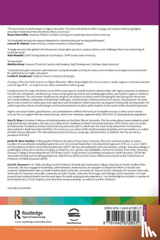 Rose, Amy D., Ross-Gordon, Jovita M., Kasworm, Carol E. - Creating a Place for Adult Learners in Higher Education