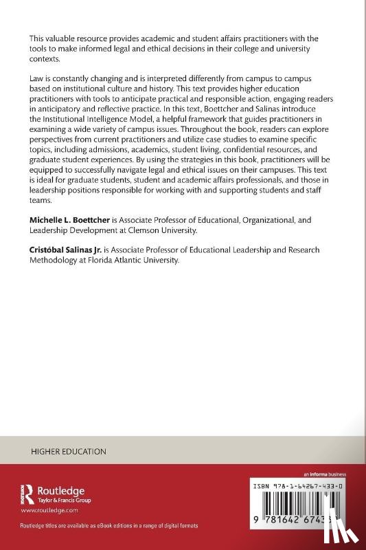 Boettcher, Michelle L. (Clemson University, Salinas Jr., Cristobal - Law and Ethics in Academic and Student Affairs