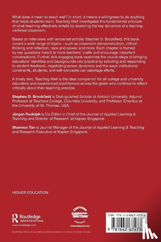 Brookfield, Stephen D. (Columbia University, Rudolph, Jurgen (Kaplan Signapore, Tan, Shannon (Kaplan Singapore - Teaching Well