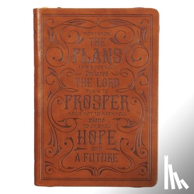 Christian Art Gifts - Classic Faux Leather Journal for I Know the Plans Jeremiah 29:11 Bible Verse Bible Verse Brown Inspirational Notebook, Lined Pages W/Scripture, Ribbon