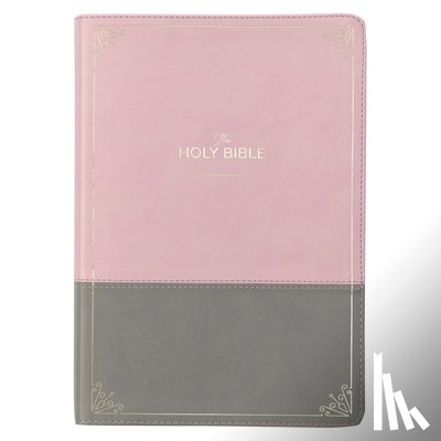 Christian Art Gifts - KJV Holy Bible, Super Giant Print Faux Leather Red Letter Edition - Ribbon Marker, King James Version, Pink/Gray