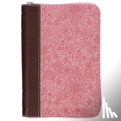 Christian Art Gifts - KJV Bible Mini Pocket (Faux Leather, Pink/Saddle Tan W/Zipper)