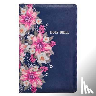Christian Art Gifts - KJV Bible Deluxe Gift (Faux Leather, Blue Floral Printed W/Zipper)