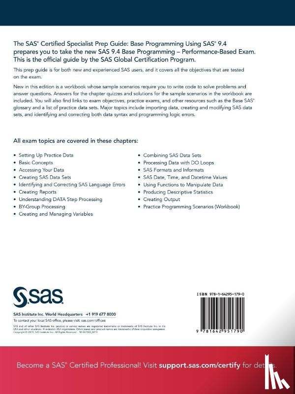 Sas Institute - SAS Certified Specialist Prep Guide