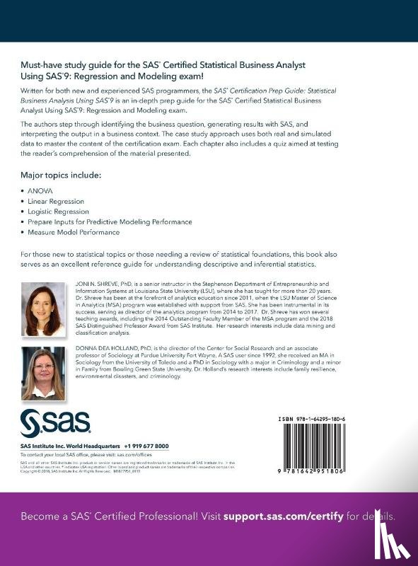 Shreve, Joni N, Holland, Donna Dea - SAS Certification Prep Guide