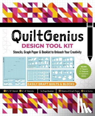 C&t Publishing - Quiltgenius Design Tool Kit: Stencils, Graph Paper & Booklet to Unleash Your Creativity; Easily Draft Quilts & Blocks; (1) 8" X 10" Stencil, (4) 4"